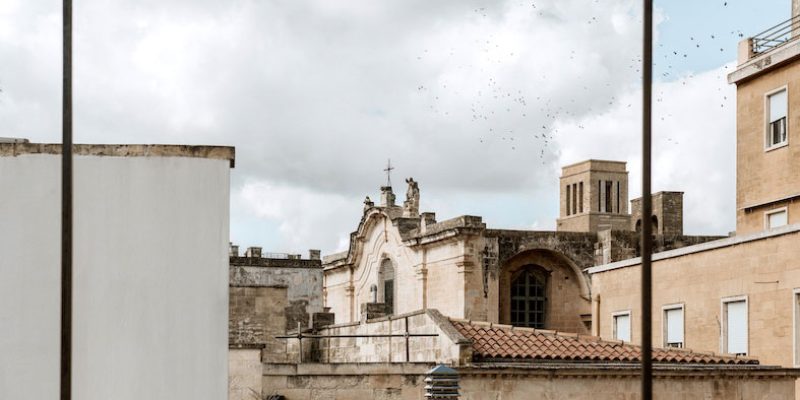 Vista dalla terrazza della Sala Colazione di Palazzo dei Tolomei a Lecce